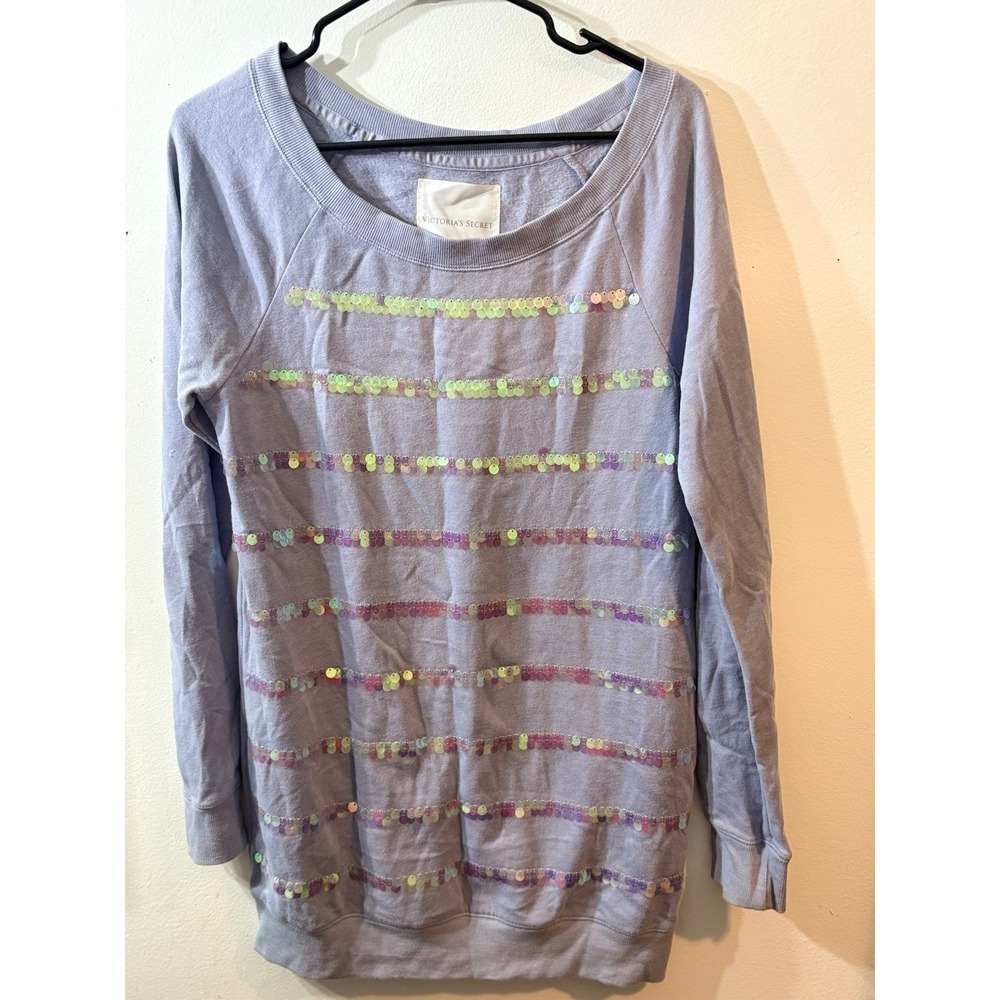 Y2K lavender sequence, long sleeve Victoria's Secret oversized sweater size med